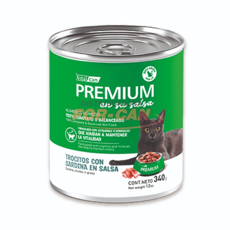 VITALCAN Premium lata GATO AD. sardina X 340 gr