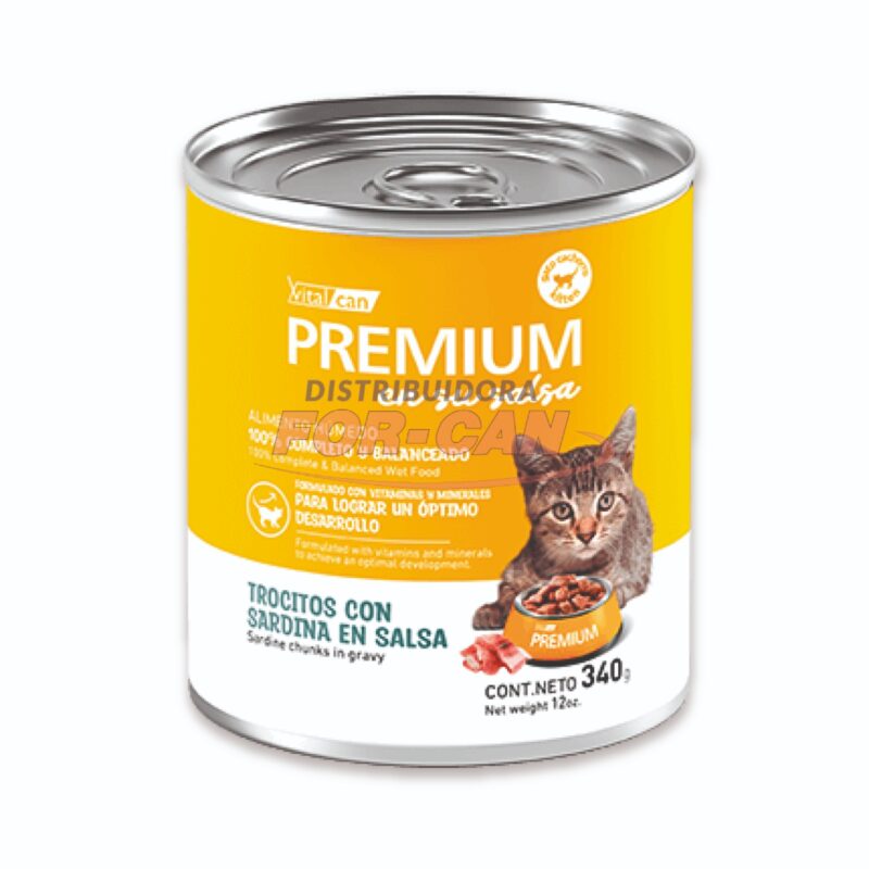 VITALCAN Premium lata GATO CAC sardina X 340 gr