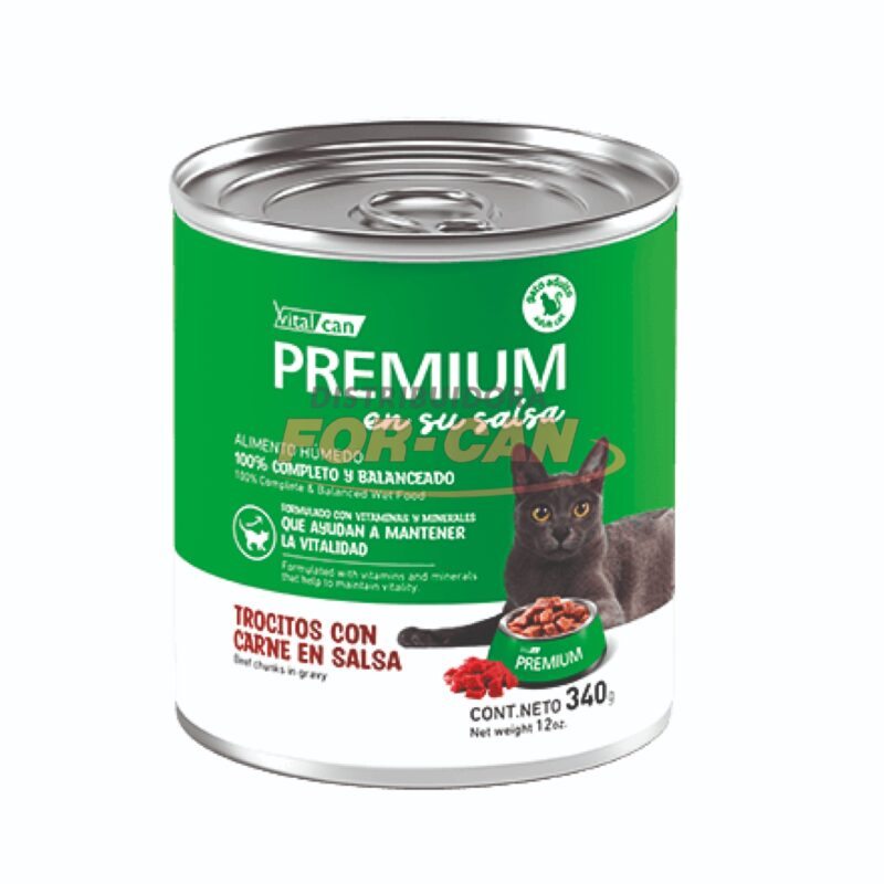 VITALCAN Premium lata GATO AD. carne X 340 gr